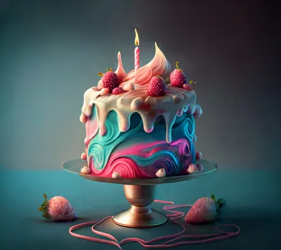Illusztrált ünnepi torta gyertyával