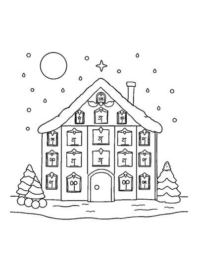 Adventi naptár kis ajtókkal — színező