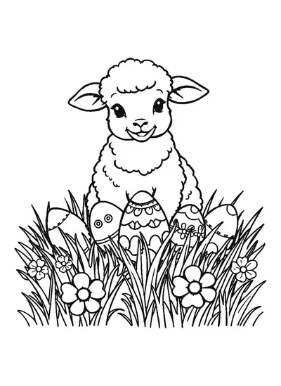 Bárány hímes tojásokkal — színező