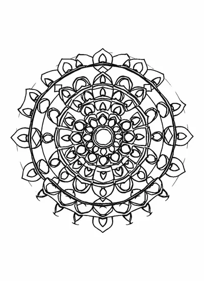 Mandala körökből és háromszögekből — színező