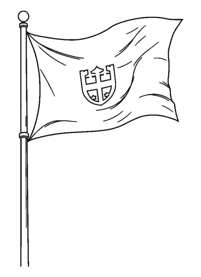 Magyar zászló rúdon — színező